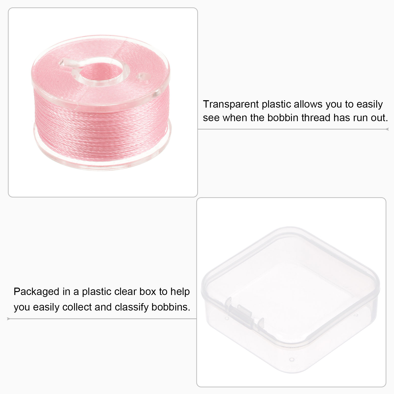 Uxcell Prewound Bobbin Thread Set with Storage Plastic Case for Embroidery  and Sewing Machine, Pale Pink 